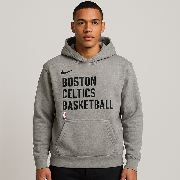 Nike men's Grey Boston Celtics basketball sports long sleeve hoodie in size XL - Picture 1 of 8